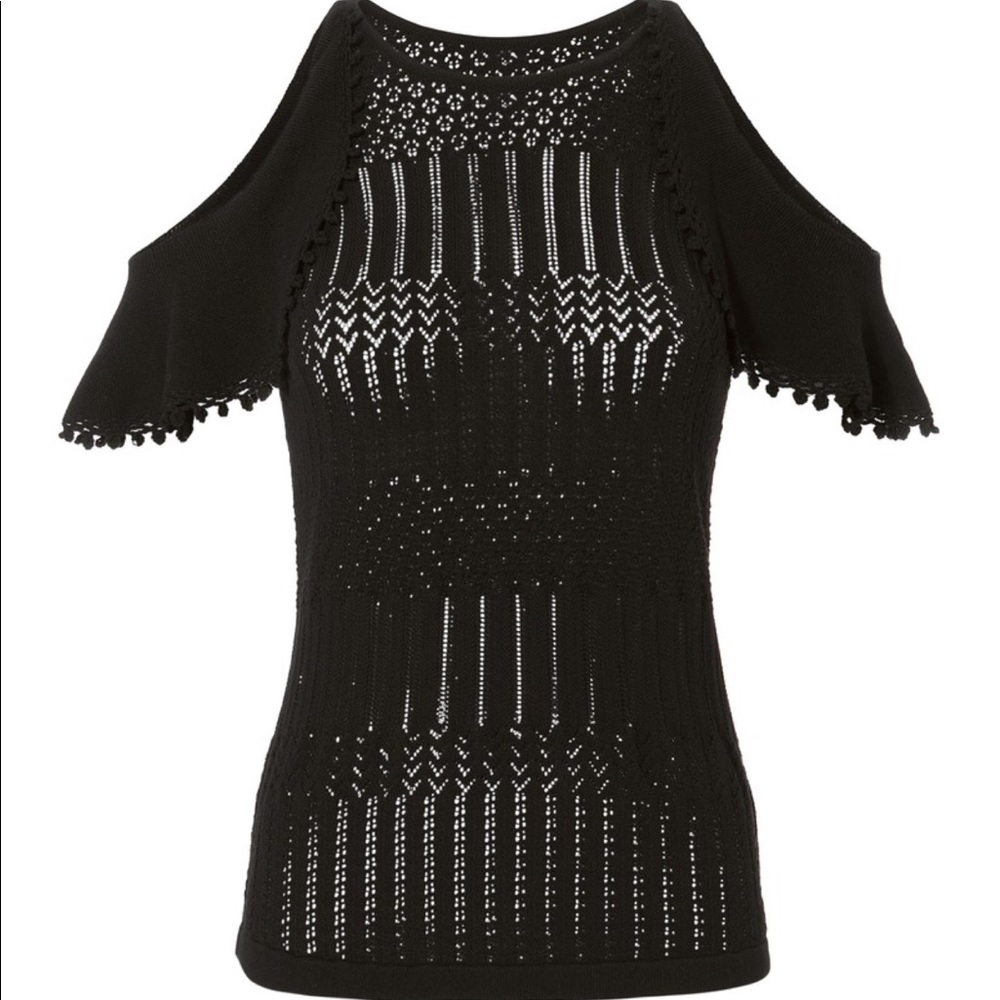 Gorgeous Jonathan Simkhai black crochet cold shoulder top - Picture 5 of 11